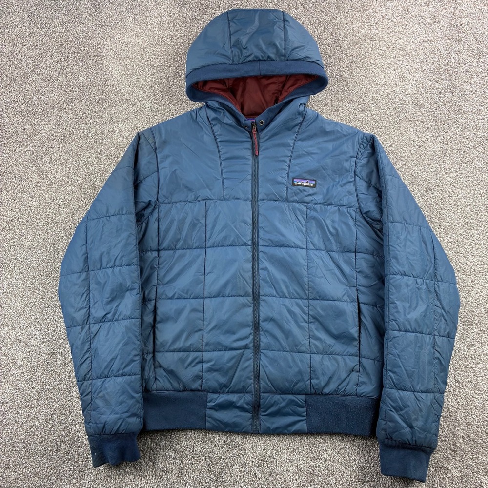 Patagonia Box Quilted Hoody Mens S Blue Nylon Quilted Insulated Jacket 20830